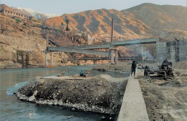 Girder launching using Tower . Osik Bridge , Chitral.